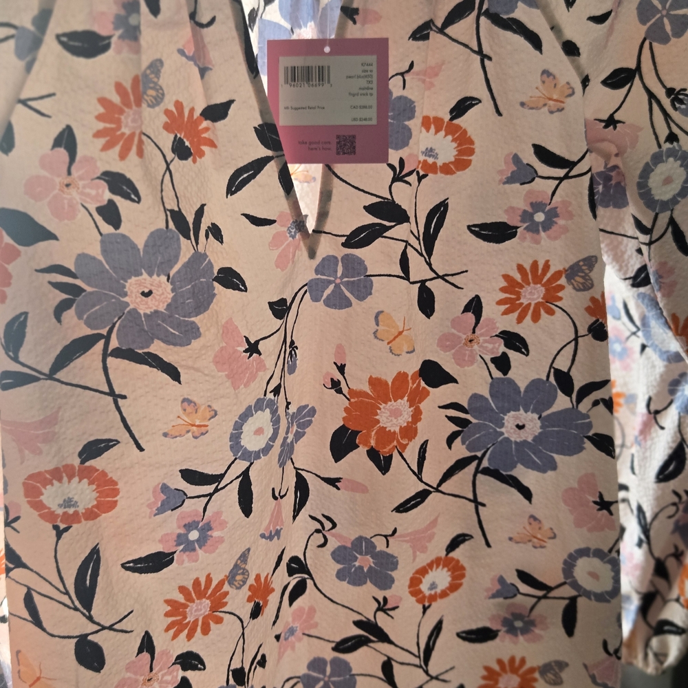 Kate Spade Floral Blouse - Blue, Orange, Black - Picture 2 of 6